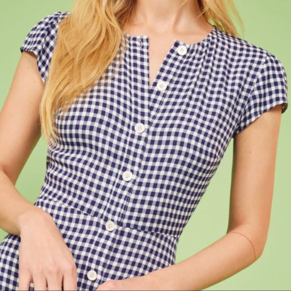 Reformation Blue and White Gingham Mini Dress